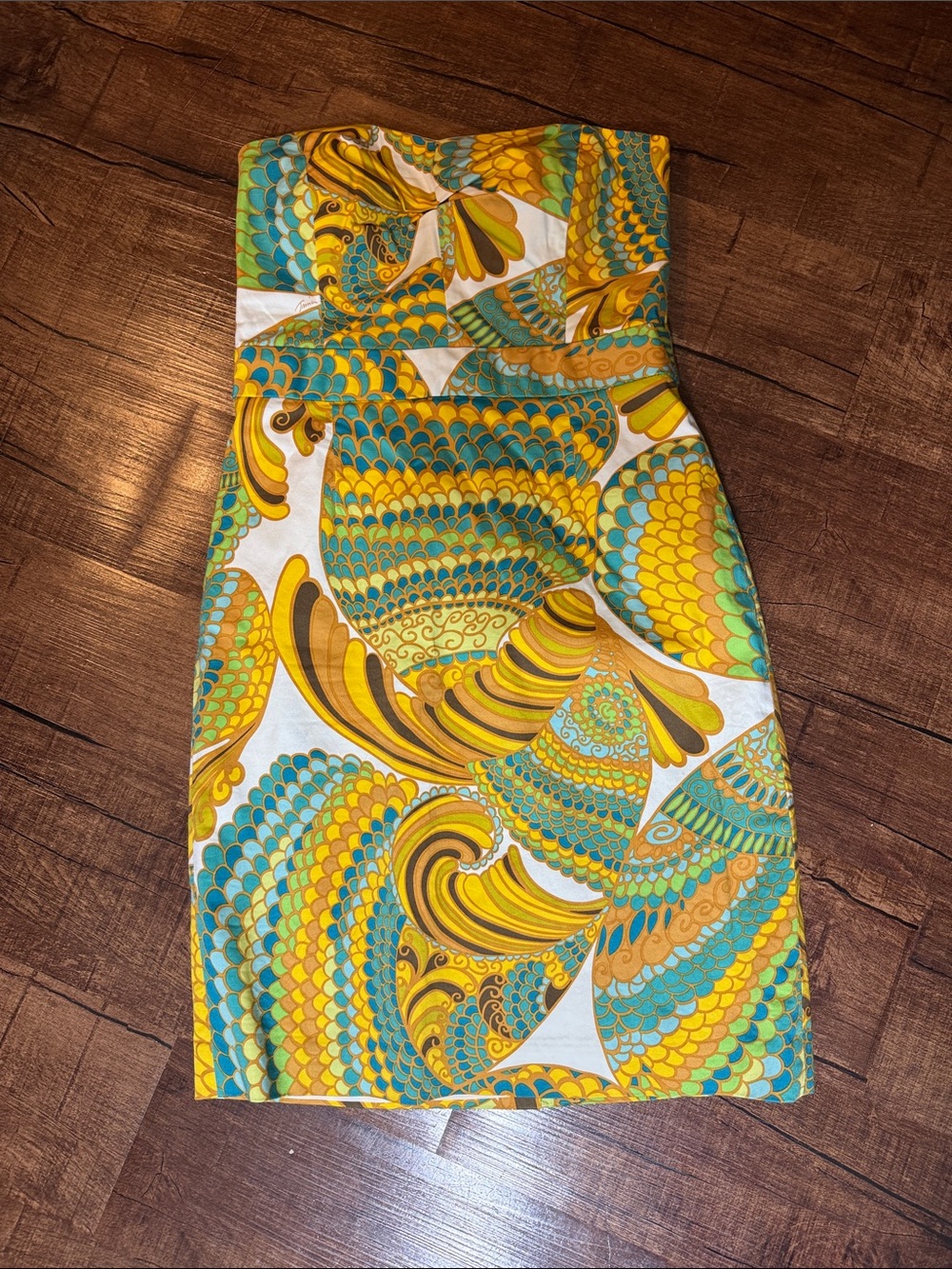 Banana Republic Strapless Multicolor Swirl Print Dress